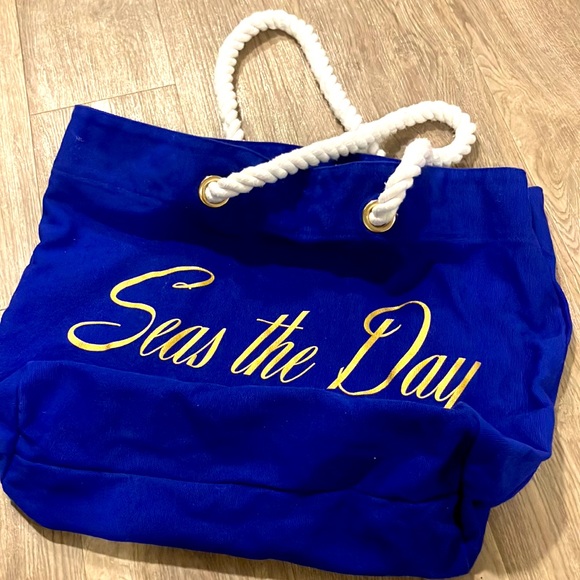POP NYC BLUE ‘SEAS THE DAY’ TOTE BAG - Picture 5 of 8